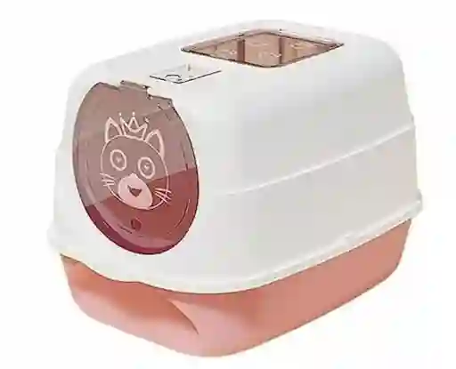 Arenero Para Gato Grande Con Tapa Filtro Carbon Activado - Rosado