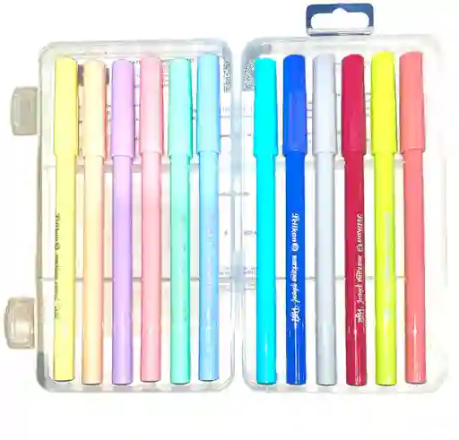 Plumones Markana Pelikan Lettring Punta Pincel Color Pastel X12
