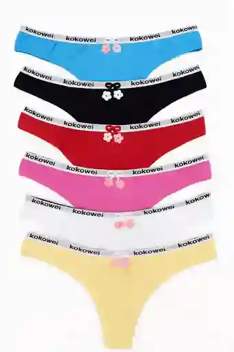 Dos Pantys Hilo En Algodon Y Encaje Clores Surtidos Talla S