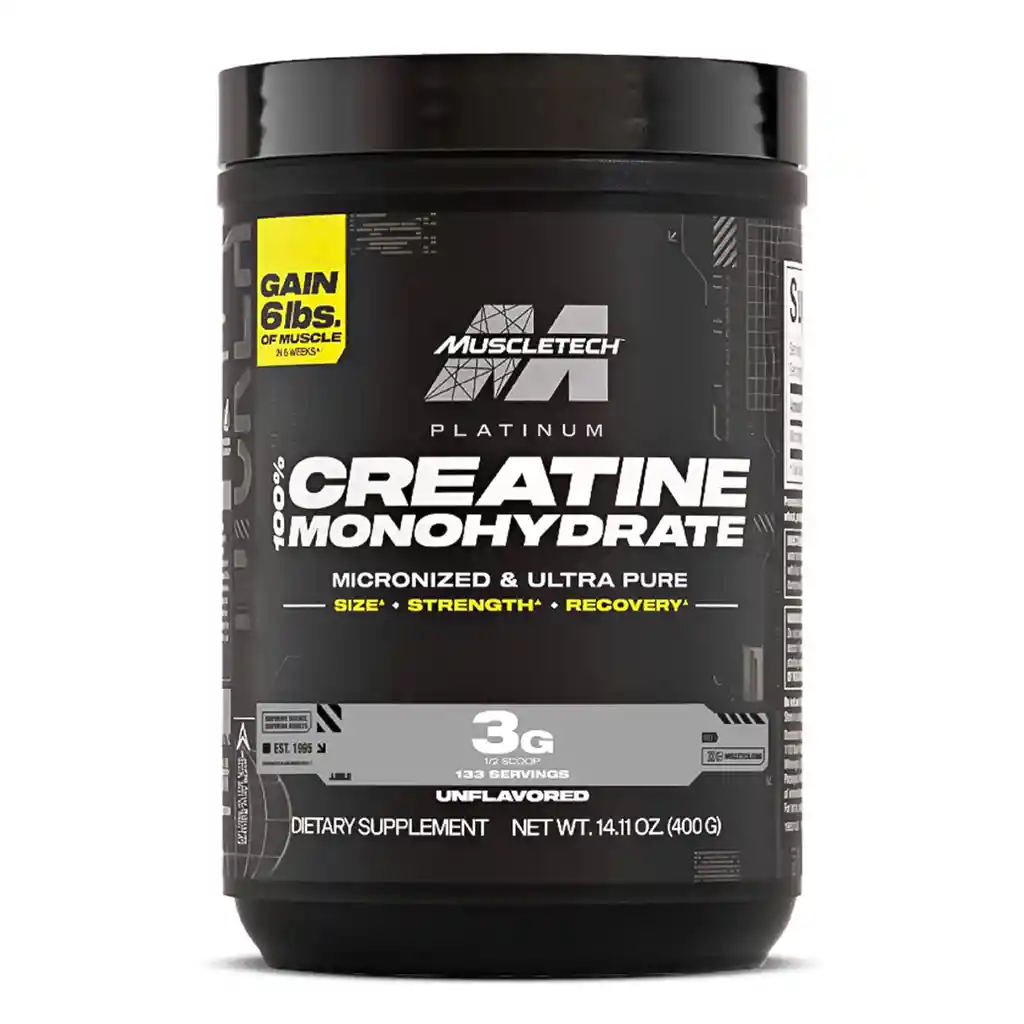 Creatina Monohidratada Platinum 100% 400 G 133 Servicios – Muscletech