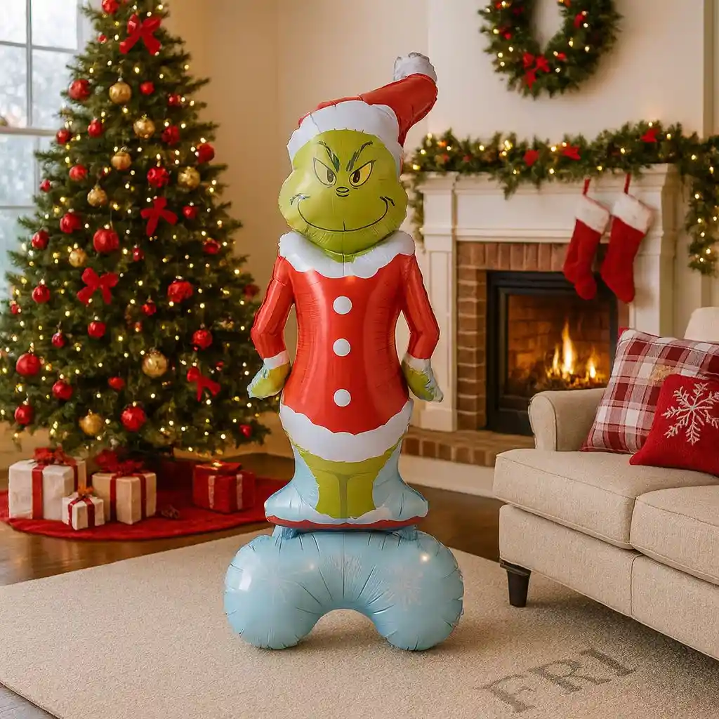 Navidad Globo Metalizado Extragrande Con Base El Grinch