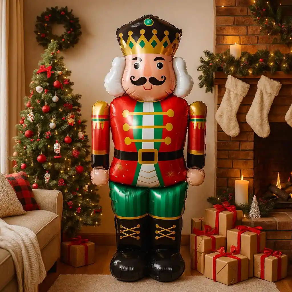 Navidad Globo Metalizado Extragrande Con Base Cascanueces