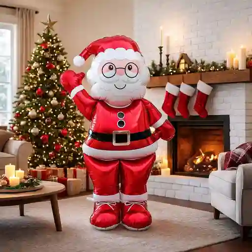 Navidad Globo Metalizado Extragrande Con Base Papá Noel