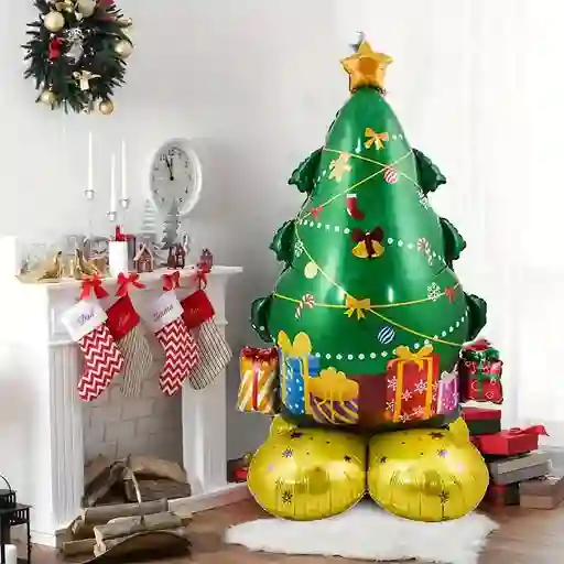 Navidad Globo Metalizado Extragrande Con Base Árbol De Navidad