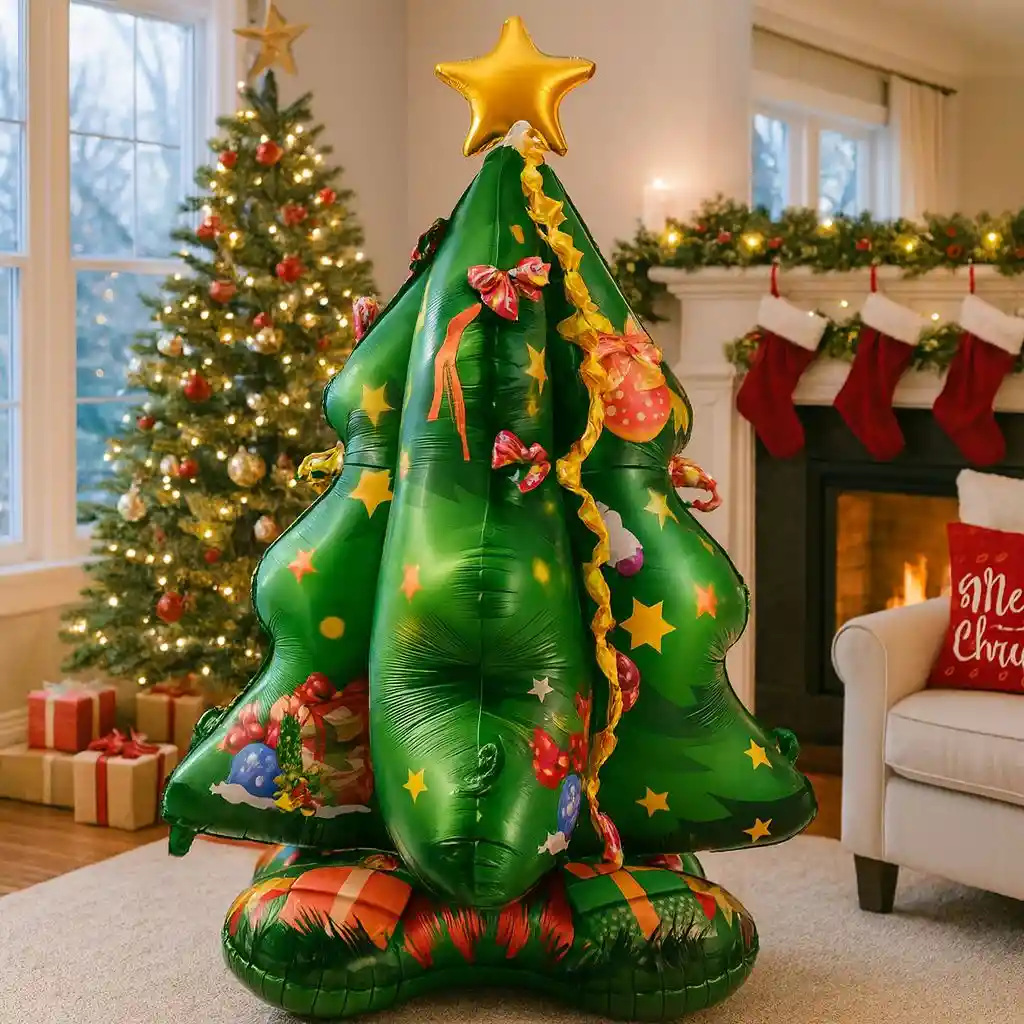 Navidad Globo Metalizado Extragrande Con Base Árbol De Navidad