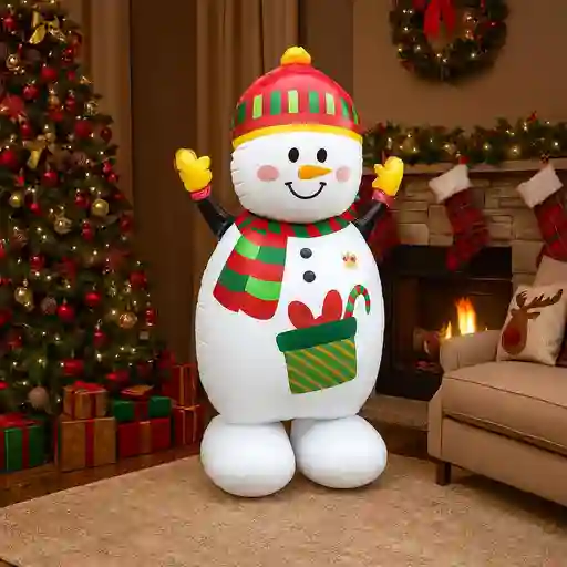 Navidad Globo Metalizado Extragrande Con Base Muñeco De Nieve