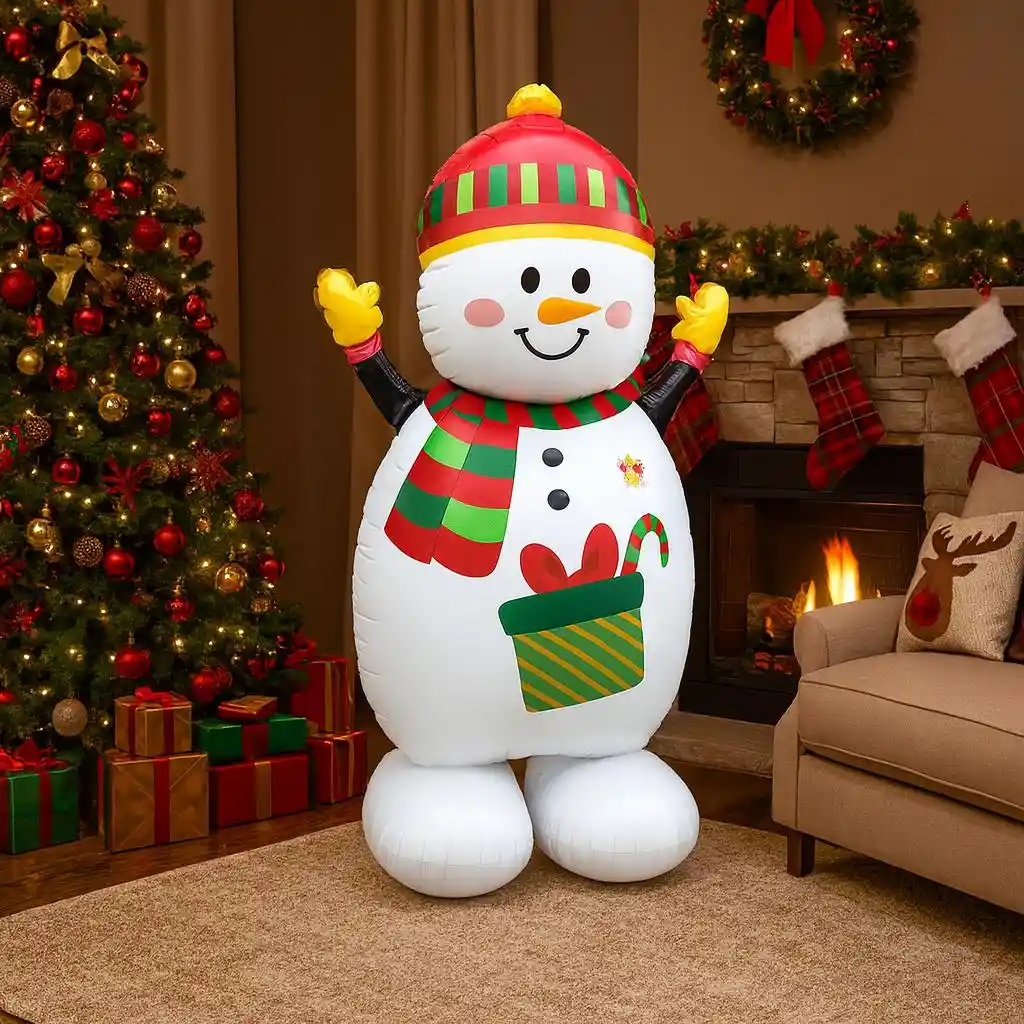 Navidad Globo Metalizado Extragrande Con Base Muñeco De Nieve