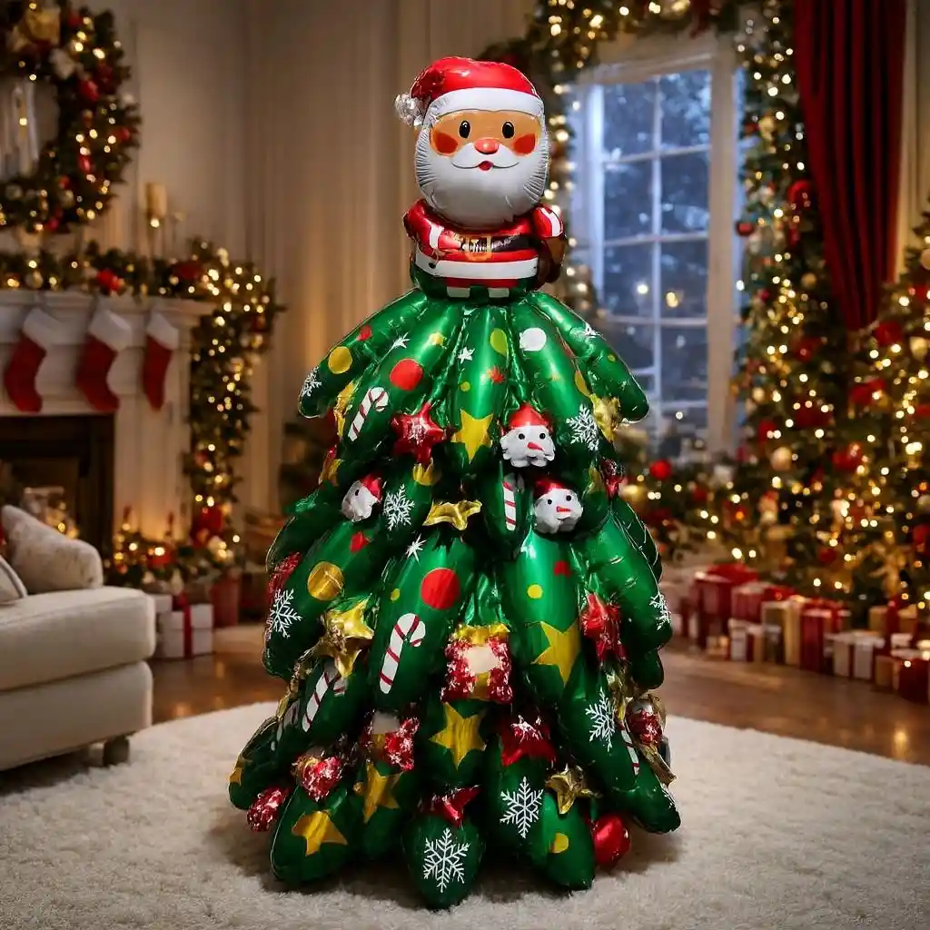 Navidad Globo Metalizado Extragrande Con Base Árbol De Navidad