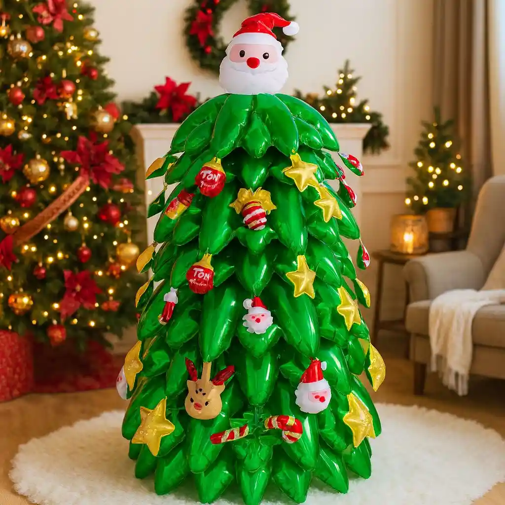 Navidad Globo Metalizado Extragrande Con Base Árbol De Navidad