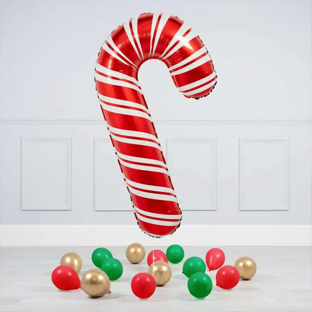 Globo Metalizado Navidad Bastón De Caramelo