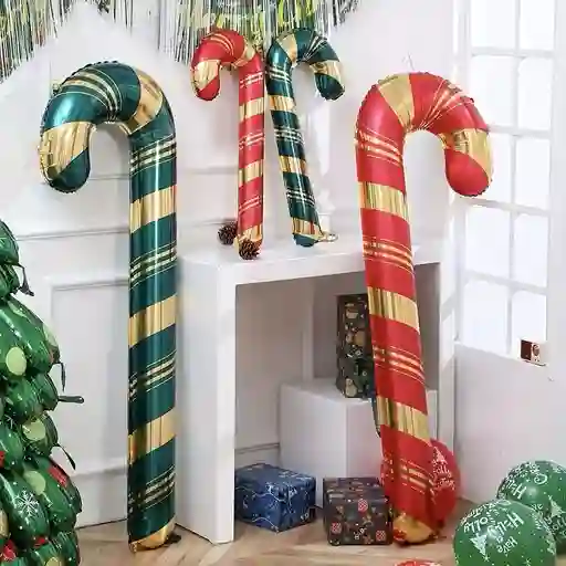Globo Metalizado Navidad Bastón