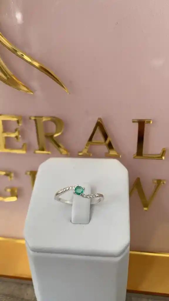 Anillo Esmeralda Redonda Plata Ley 925