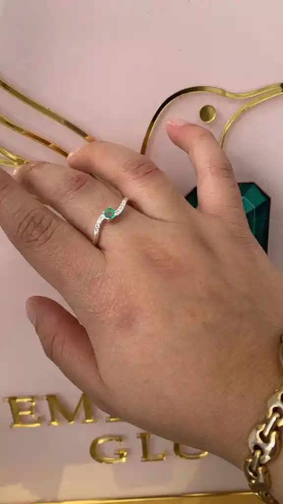 Anillo Esmeralda Redonda Plata Ley 925