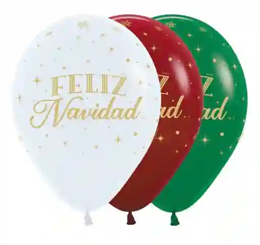 Bombas Globos R12 Fashion Feliz Navidad Invierno Dorado Paquete X 10 Sempertex