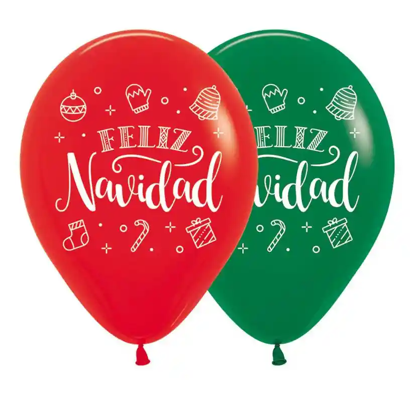 Bombas Globos R12 Fashion Feliz Navidad Corona Paquete X 10 Sempertex