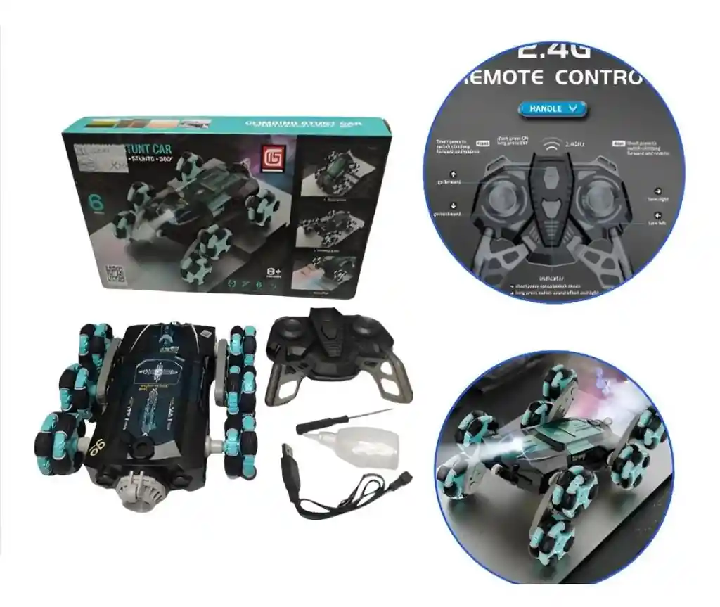 Coche Acrobático 8 Ruedas Spray Escalada De Doble Cara Flip