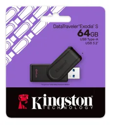Kingston Usb Datatraveler Exodia S 64 Gb Usb-a 3.2 Dtxs/64gb Negro