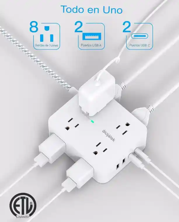 Hanycony Multitoma 12 Tomas 1.52m Con Usb Y Protección