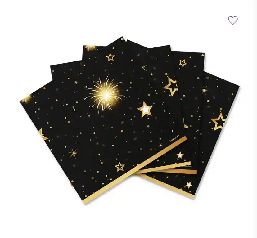 Servilleta Navidad Feliz Año Negro Dorado 25 X 25 Cm Paq X 16 Sempertex