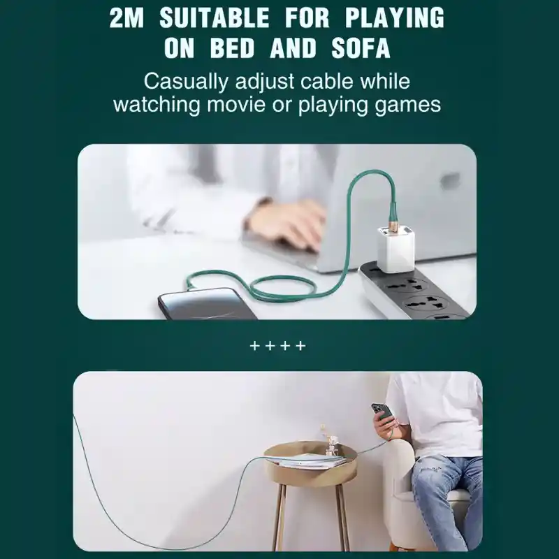 Cable De Carga Rápida 30w 2 Metros Reforzado Trenzado Tipo C