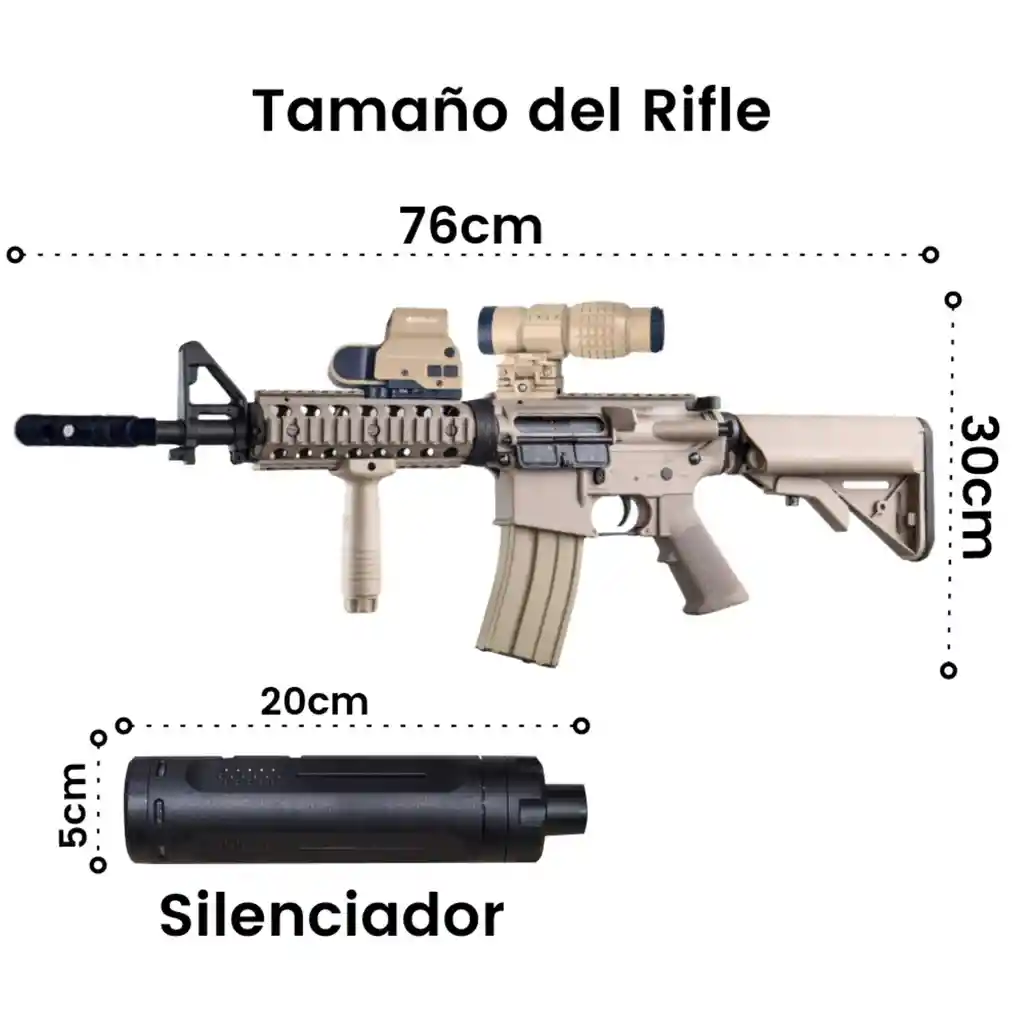 Rifle De Juguete Hidrogel Fusil De Orbeez M4a1 + Silenciador