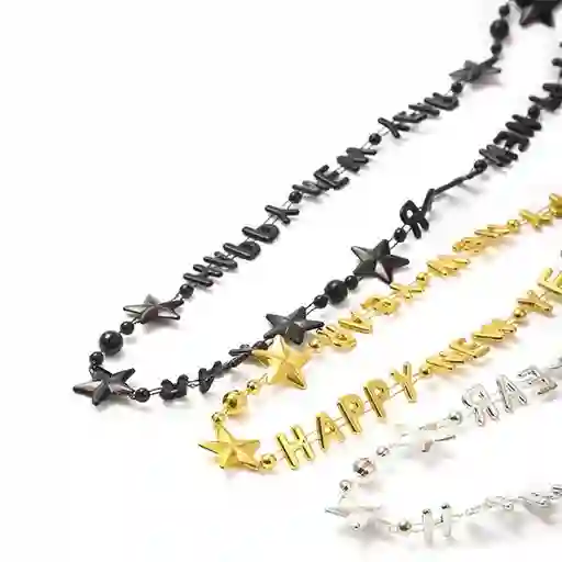 Collar Feliz Año Nuevo, Happy New Year, 6 Pzas Cotillon