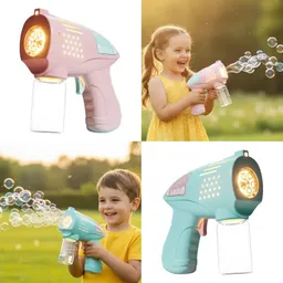 Pistola De Burbujas Qw027 Infantil De Pilas Azul Rosado