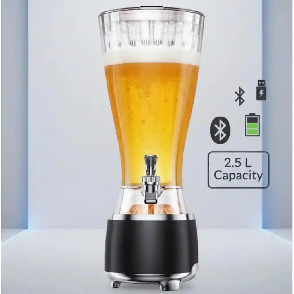 Torre Dispensador Jirafa Bebidas Cerveza 2,5 Lt Con Parlante