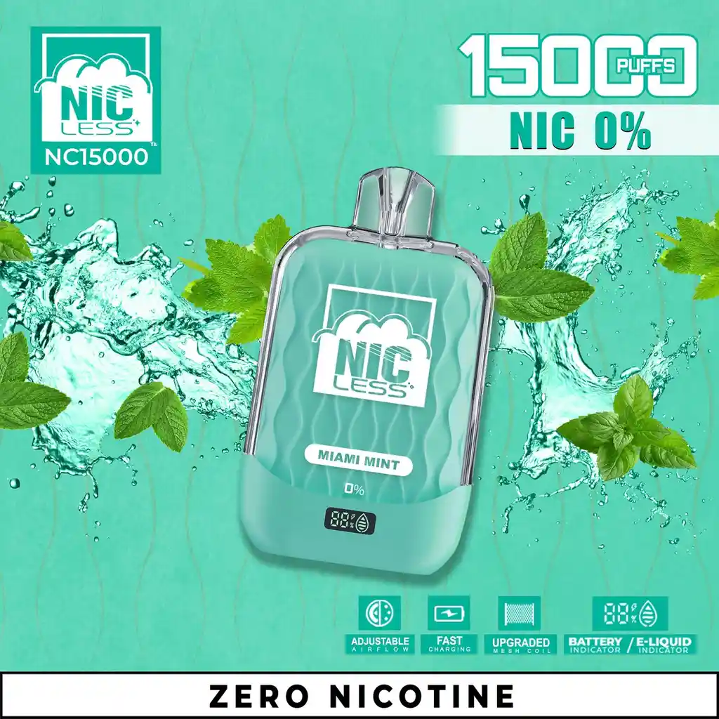 Nic Less 15000 Puffs Miami Mint Zero Nicotine