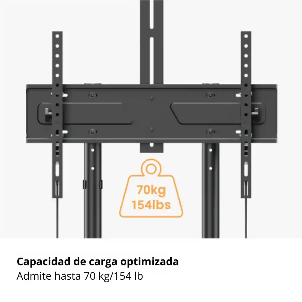 Soporte Móvil Con Ruedas Para Tv De 37'' A 70'' Techgo Spr-6404 Hasta 70kg + 2 Repisas