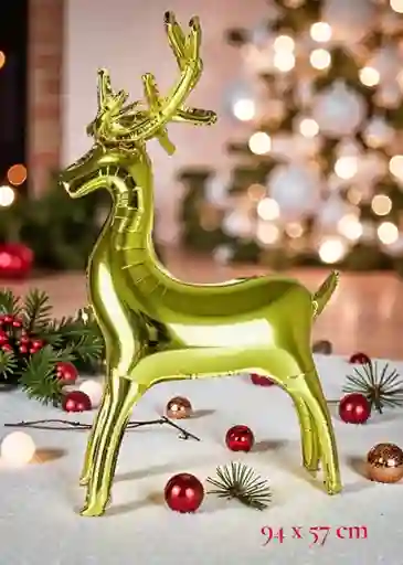 Globo Venado Navideño Dorado 94x57 Cm – Decoración Elegante