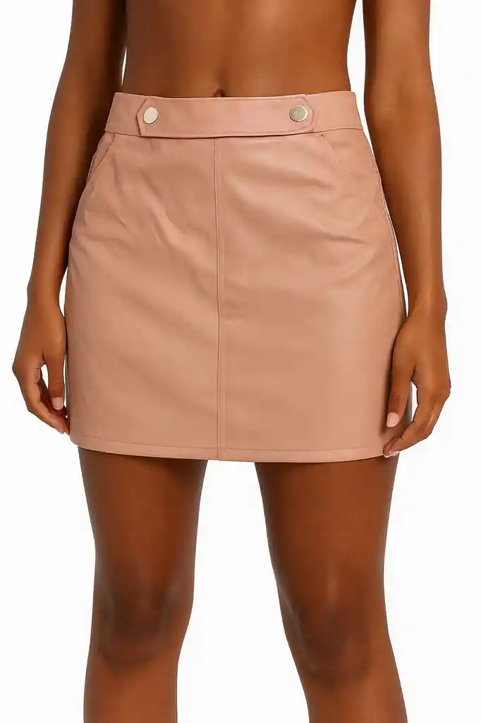 Falda Cuerina Con Botones Talla Unica