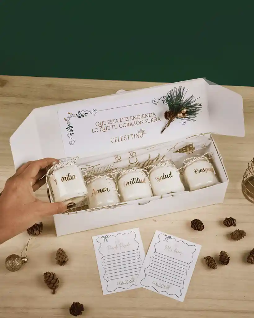 Caja De Velitas Para El 7 De Diciembre Con 5 Velas En Frasco