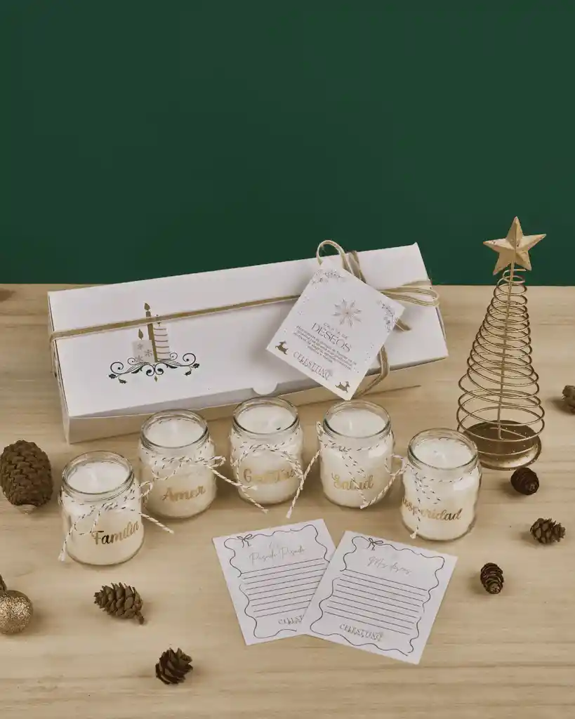 Caja De Velitas Para El 7 De Diciembre Con 5 Velas En Frasco