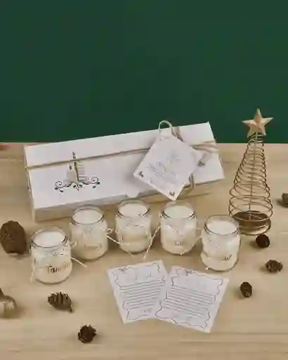 Velitas En Cajita Especial Con Decoración Navideña
