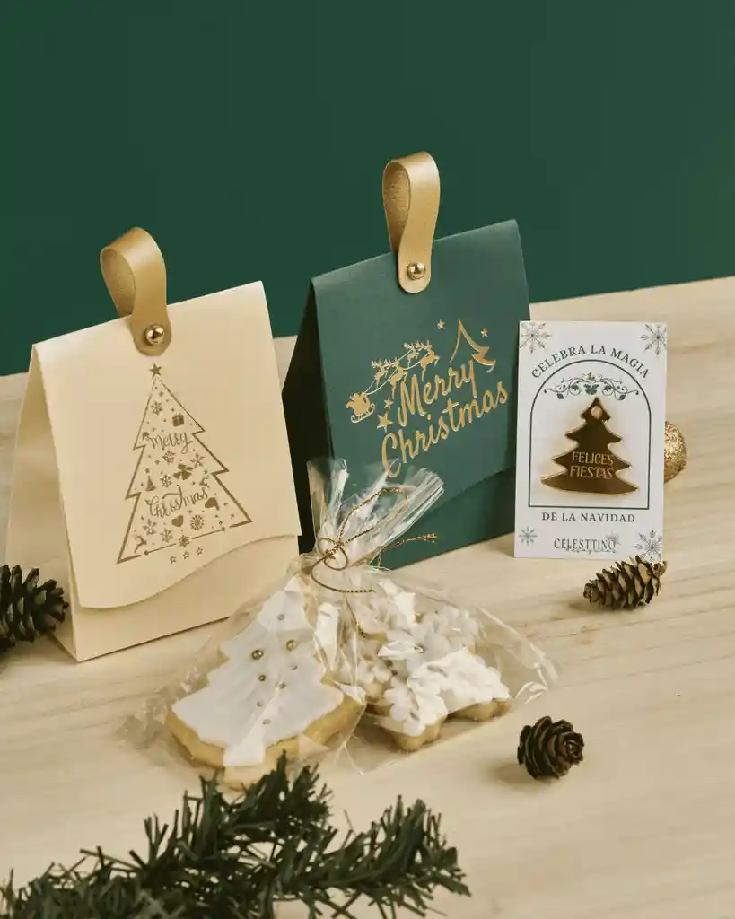 Detalle Navideño Corporativo Con Galleta Decorada Y Prendedor Árbol