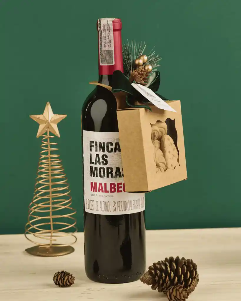 Regalo Navideño Con Vino Finca Las Moras Y Galletas Decoradas