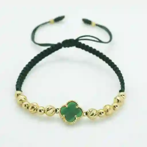 Pulsera Oro Laminado Tejida Vc Verde