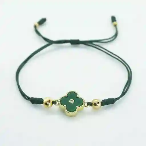 Pulsera Oro Laminado 18k Tejida Delgada Vc Verde