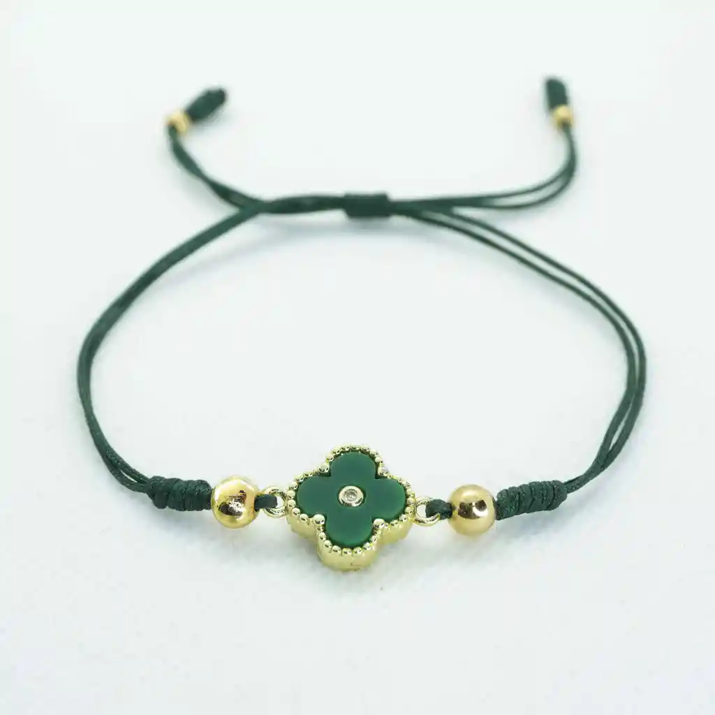 Pulsera Oro Laminado 18k Tejida Delgada Vc Verde