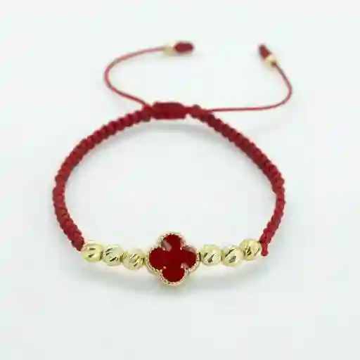 Pulsera Oro Laminado 18k Tejida Vc Roja