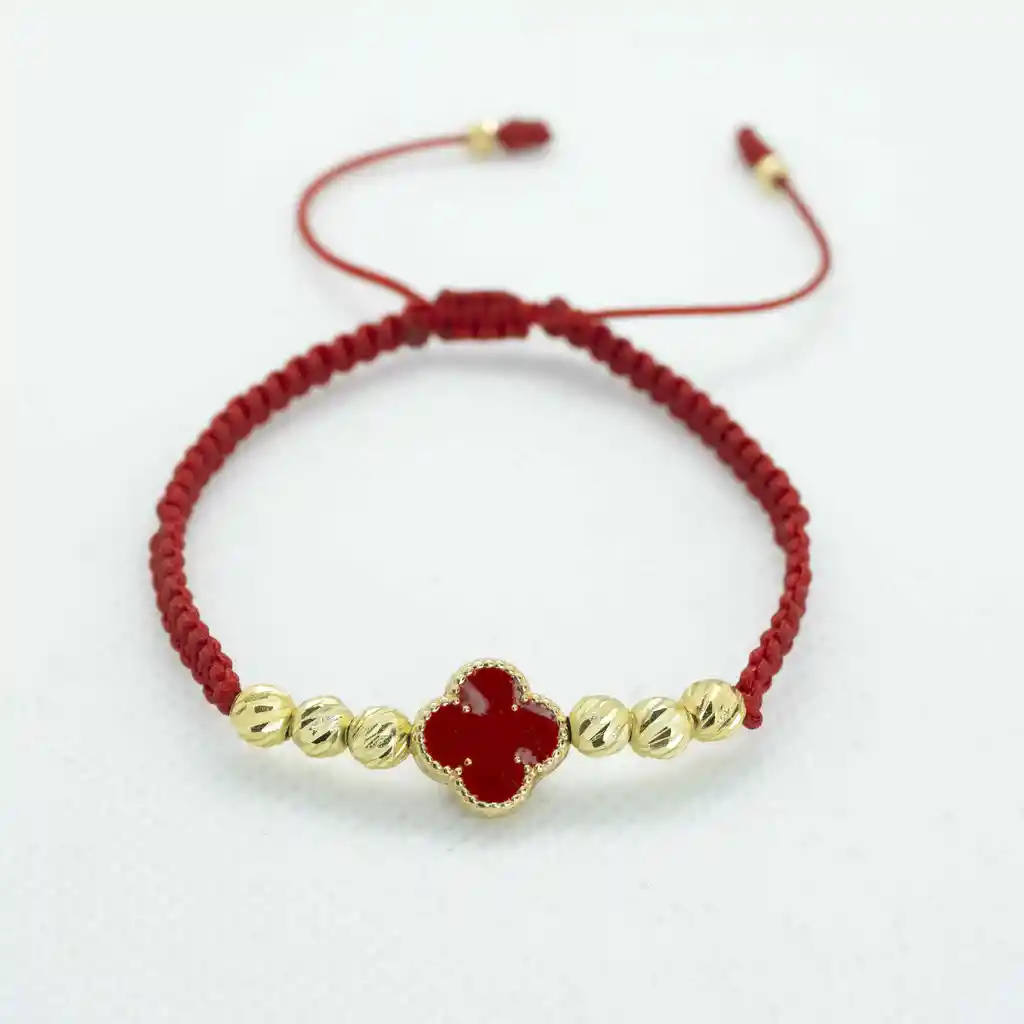 Pulsera Oro Laminado 18k Tejida Vc Roja