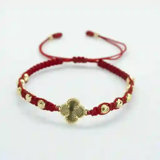 Pulsera Oro Laminado 18k Tejida Vc Roja