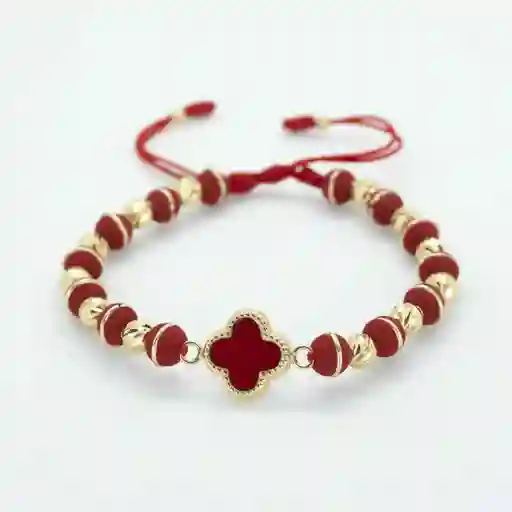 Pulsera Oro Laminado 18k Tejida Con Neopreno Arg. Vc Roja