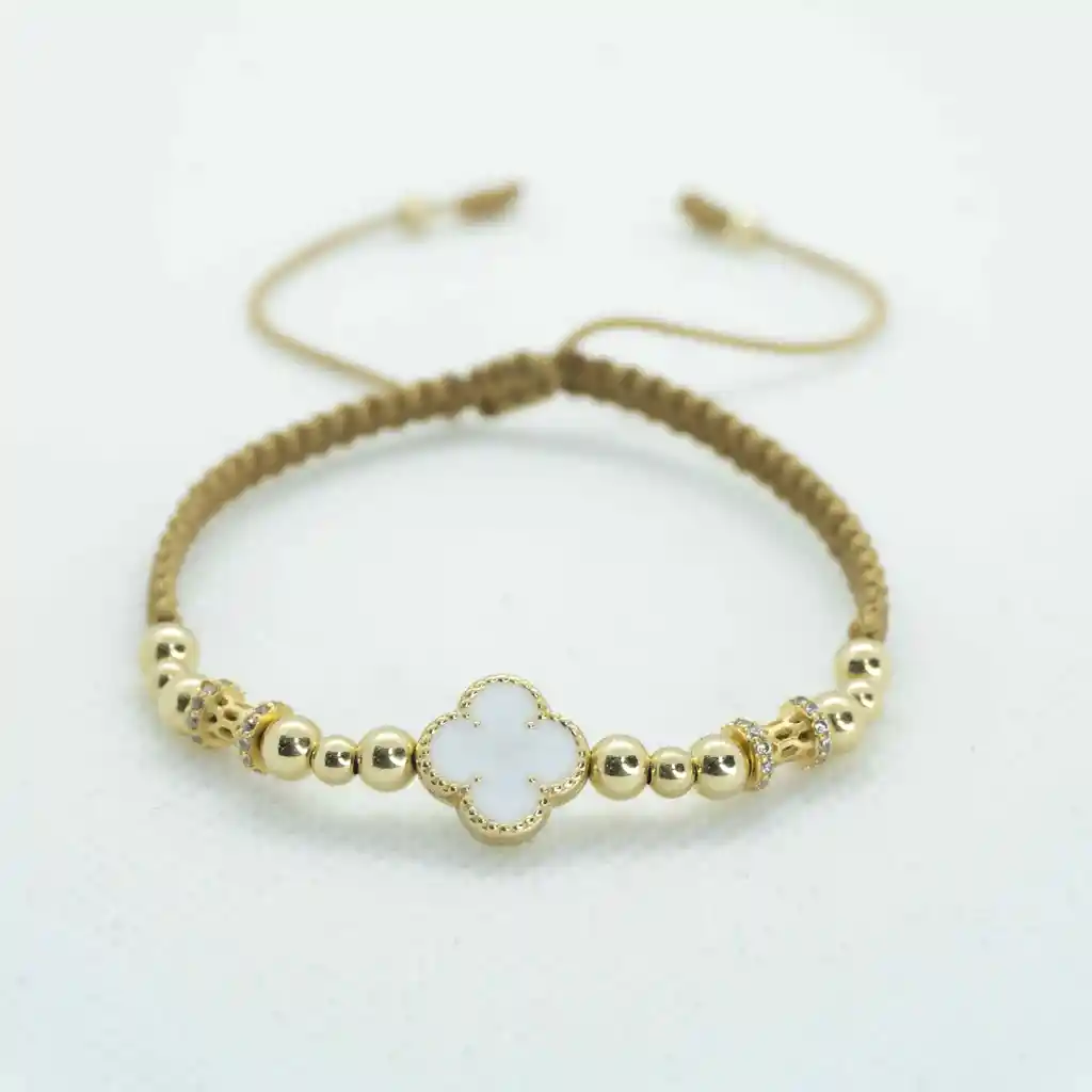 Pulsera Oro Laminado 18k Tejida Vc Blanca