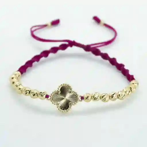 Pulsera Oro Laminado 18k Tejida Vc Fucsia
