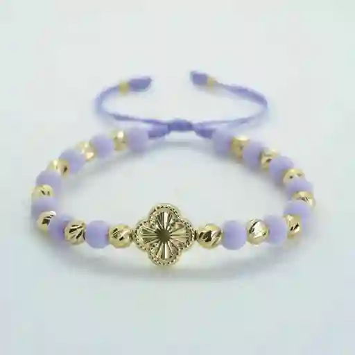 Pulsera Oro Laminado 18k Tejida Neopreno Vc. Purpura