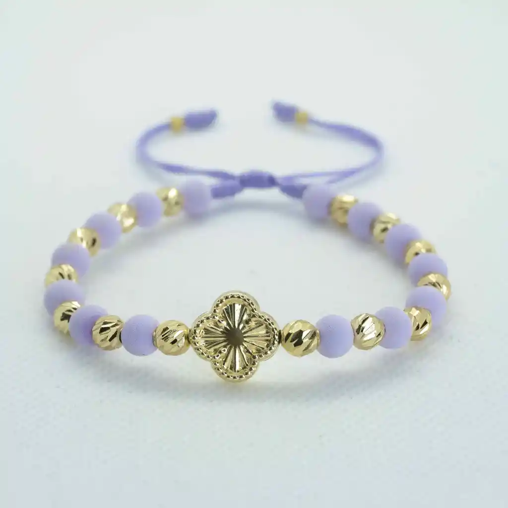 Pulsera Oro Laminado 18k Tejida Neopreno Vc. Purpura