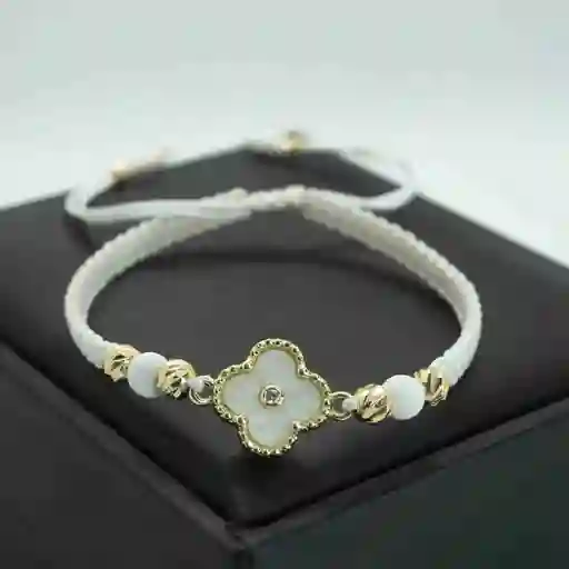 Pulsera Oro Laminado 18k Tejida Neopreno. Vc Blanca