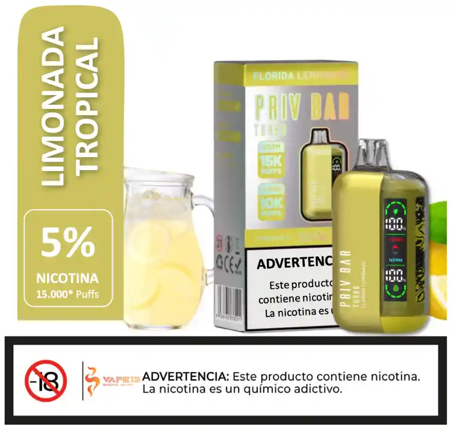 Vaporizador Priv Bar 15.000 Puffs Florida Lemonade